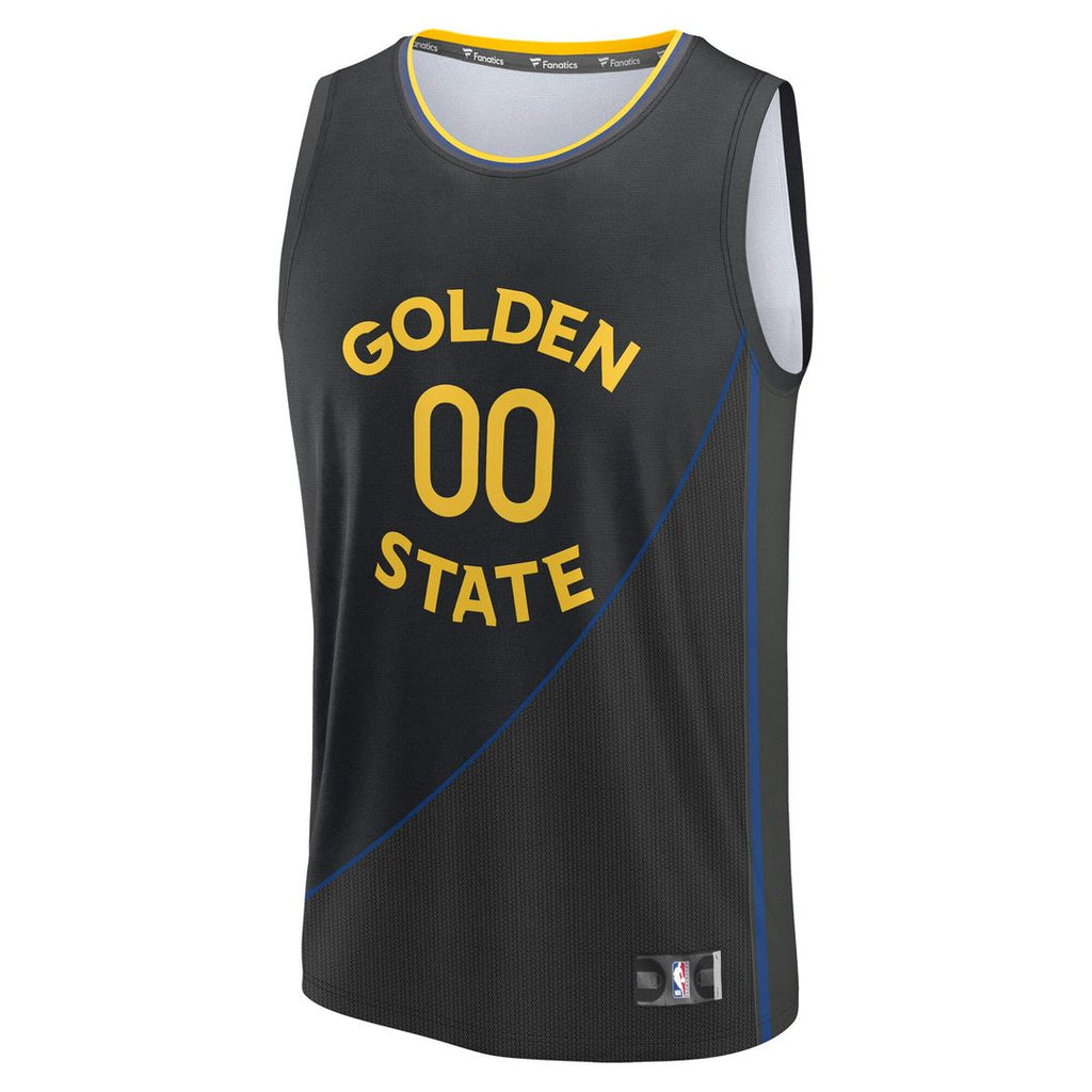 Golden State Warriors Fanatics Youth Fast Break Custom Replica Jersey - Black  - Statement Edition