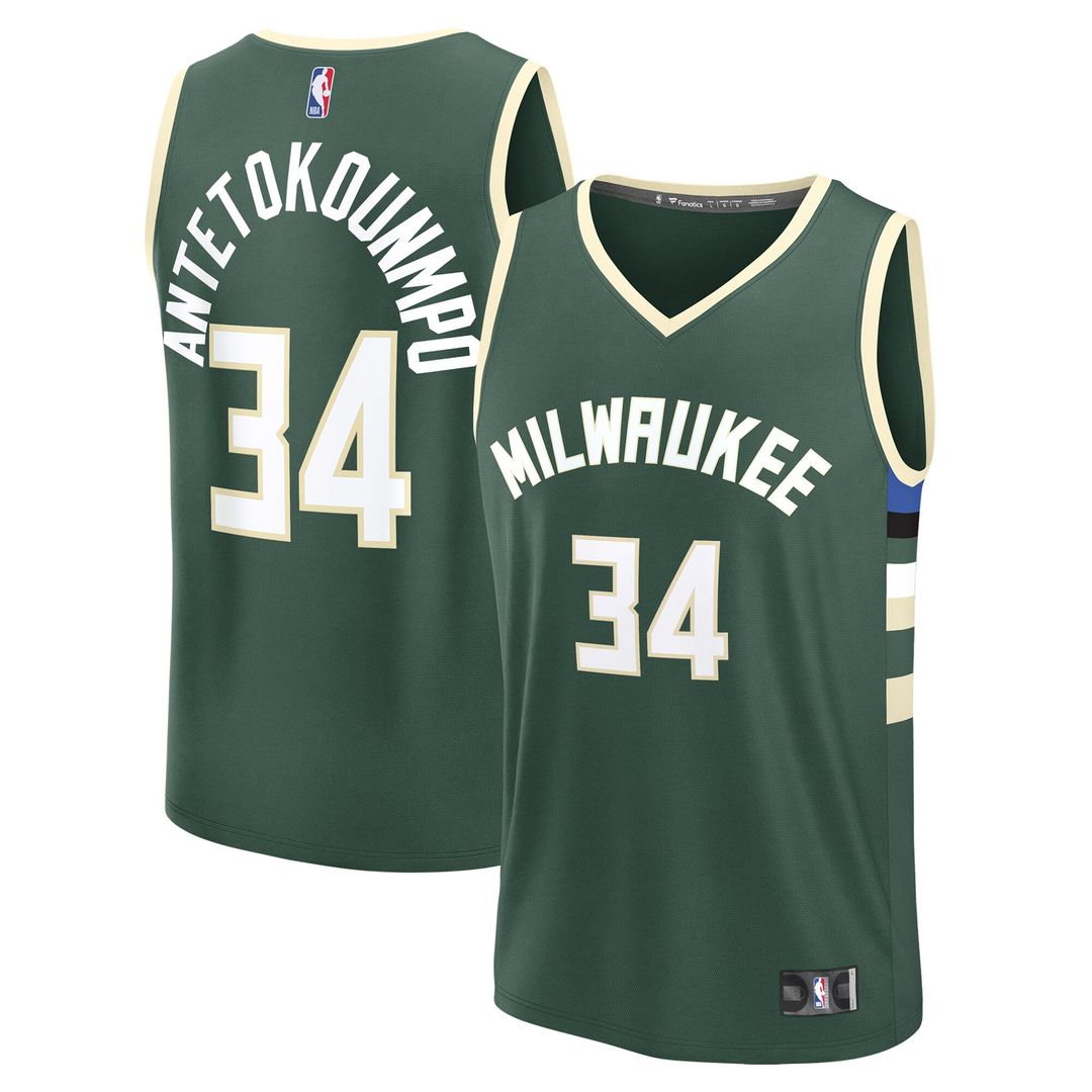Giannis Antetokounmpo Milwaukee Bucks Fanatics Youth Fast Break Replica Player Jersey - Icon Edition - Hunter Green