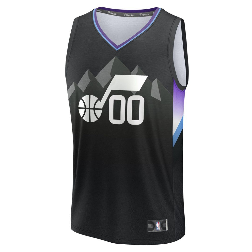 Utah Jazz Fanatics Youth Fast Break Custom Replica Jersey - Black  - Statement Edition
