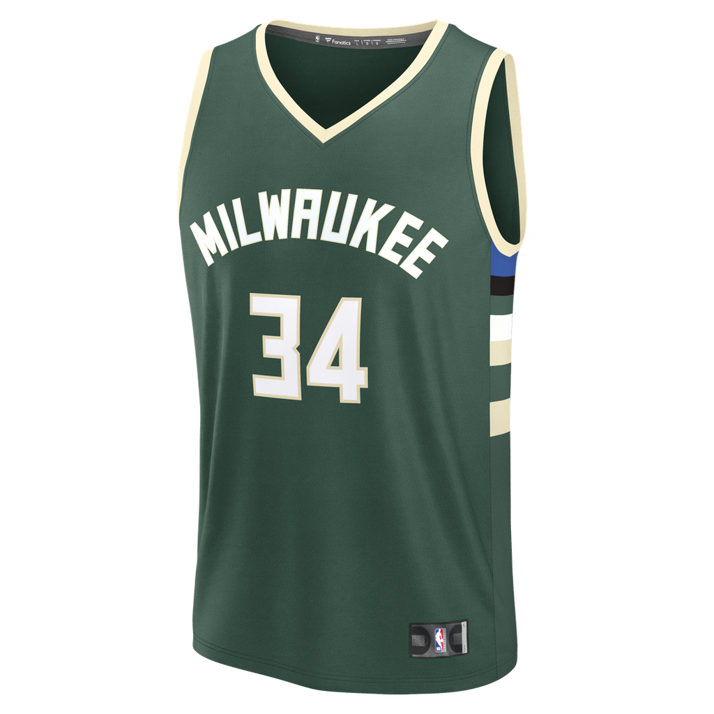 Giannis Antetokounmpo Milwaukee Bucks Fanatics Youth Fast Break Replica Player Jersey - Icon Edition - Hunter Green