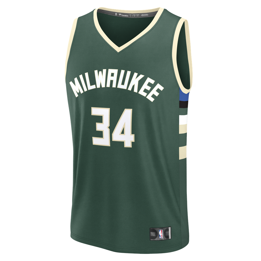 Giannis Antetokounmpo Milwaukee Bucks Fanatics Youth Fast Break Replica Player Jersey - Icon Edition - Hunter Green