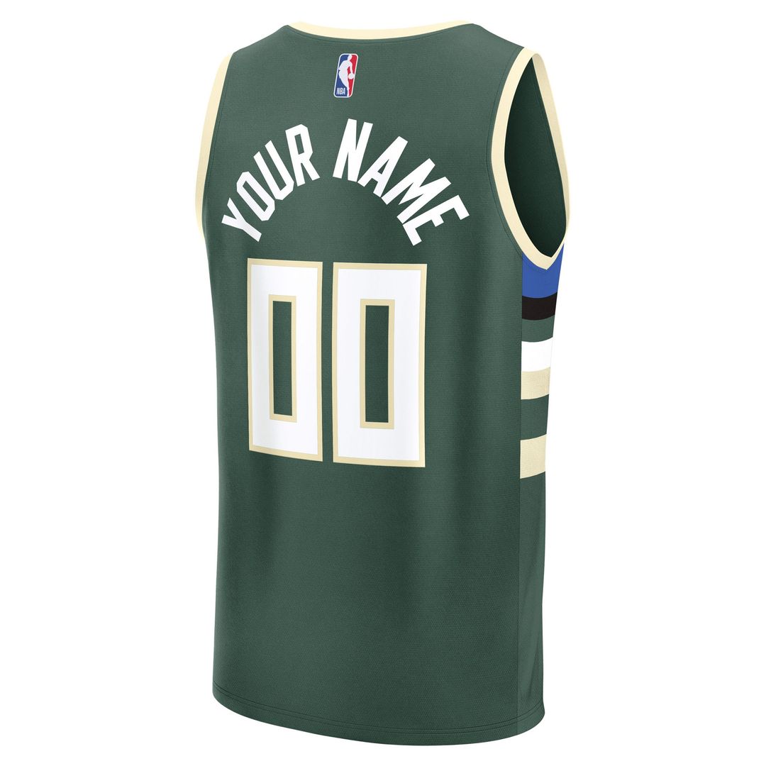 Milwaukee Bucks Fanatics Youth Fast Break Custom Replica Jersey - Green  - Icon Edition
