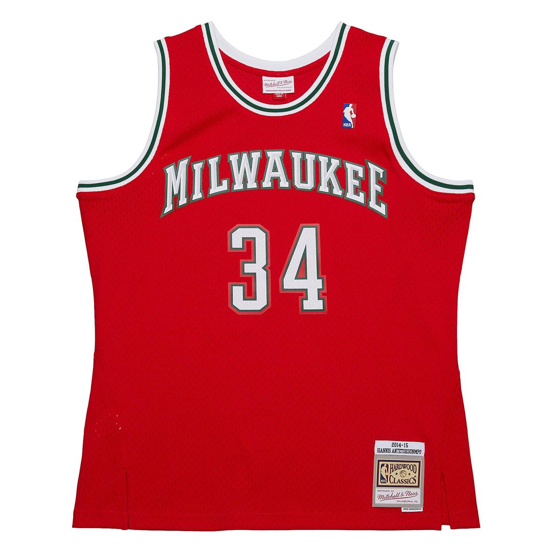 Giannis Antetokounmpo Milwaukee Bucks Mitchell & Ness 2013/14 Hardwood Classics Swingman Jersey - Hunter Green