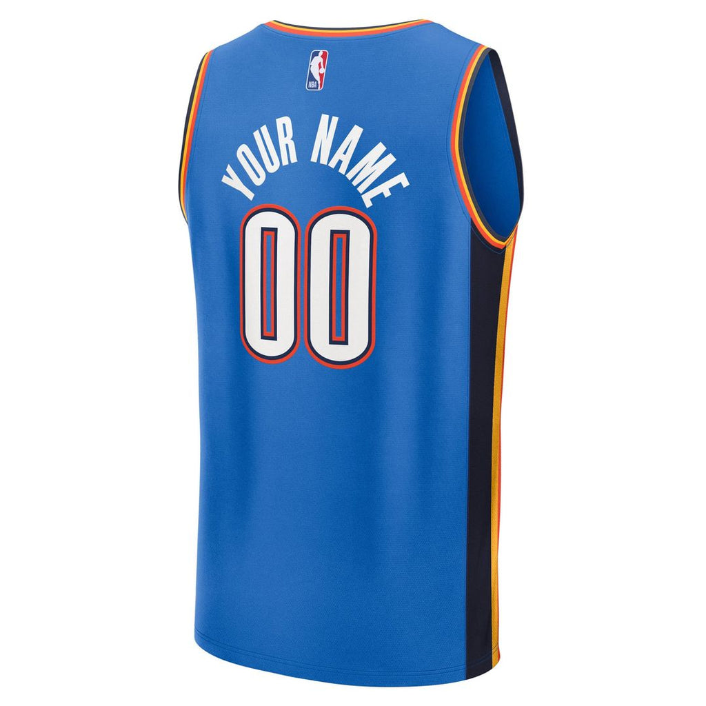 Fanatics  Oklahoma City Thunder  Youth Blue 2025 NBA Finals Champions Fast Break Replica Custom Jersey - Icon Edition