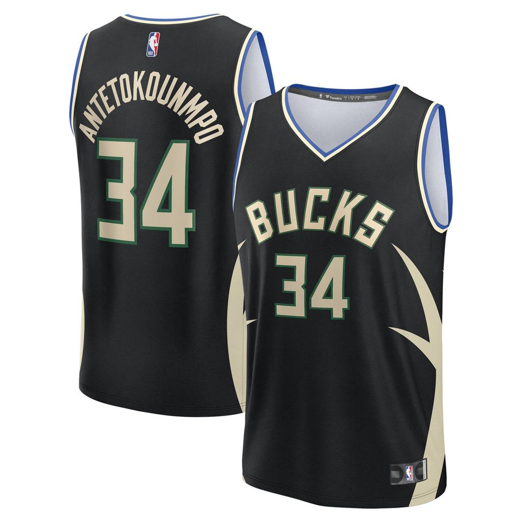 Giannis Antetokounmpo Milwaukee Bucks Fanatics Fast Break Replica Player Jersey - Statement Edition - Black
