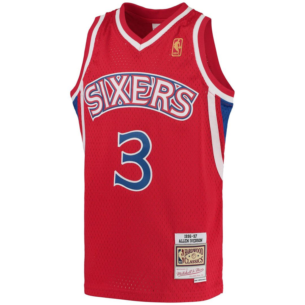 Allen Iverson Philadelphia 76ers Mitchell & Ness Youth Hardwood Classics Swingman Throwback Jersey - Black