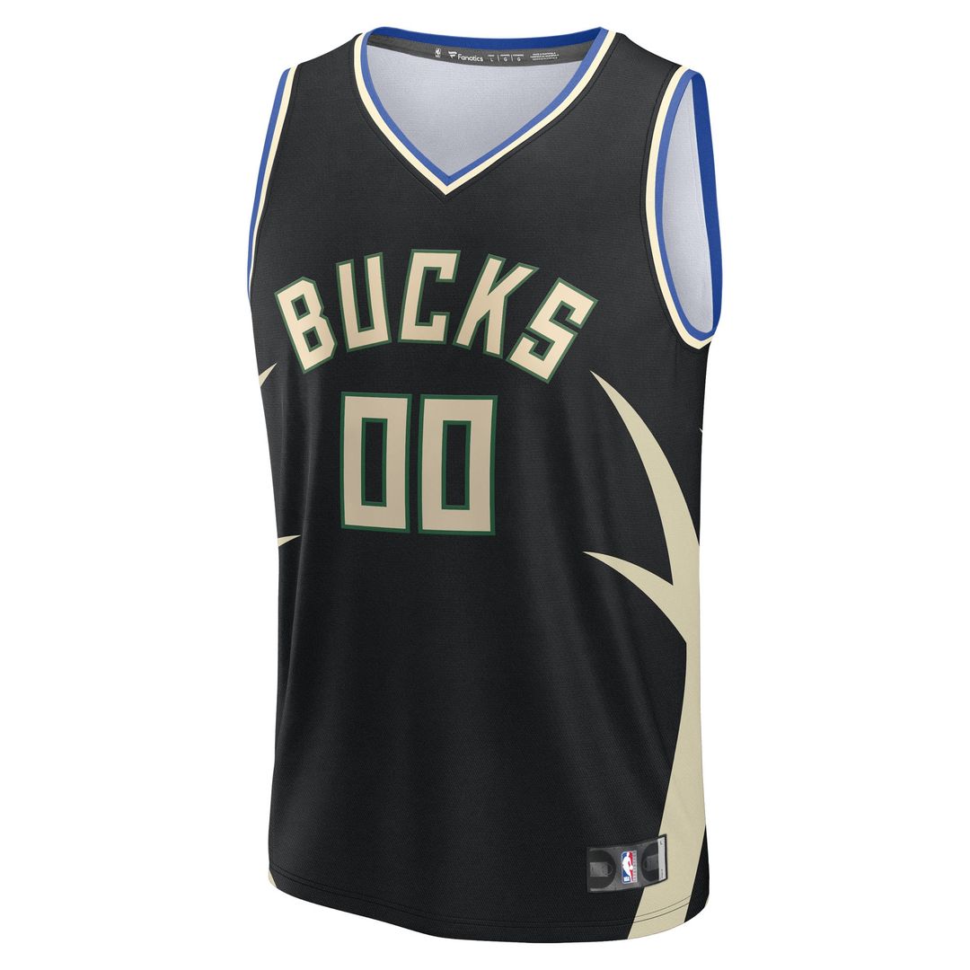 Milwaukee Bucks Fanatics Youth Fast Break Custom Replica Jersey - Black  - Statement Edition