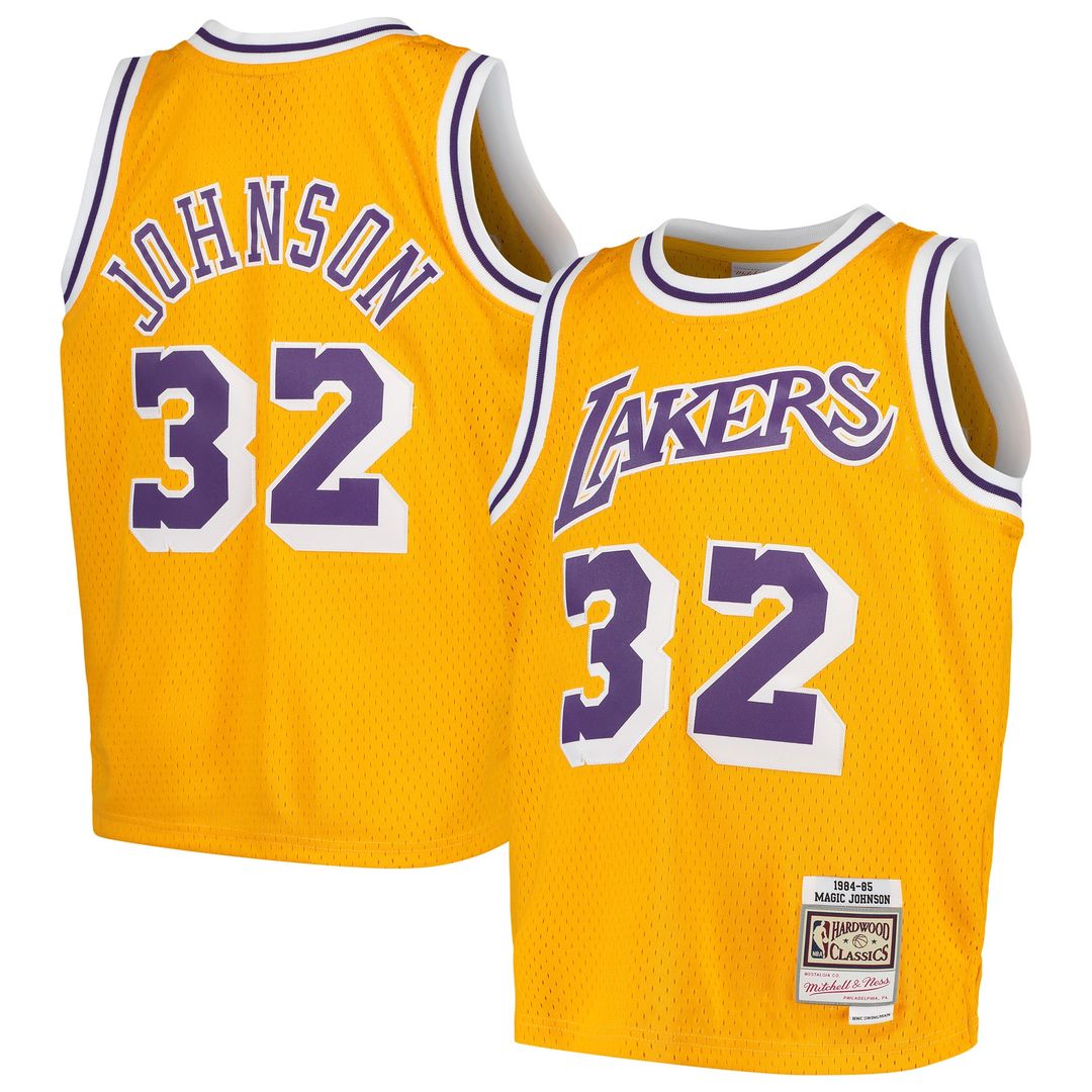Magic Johnson Los Angeles Lakers Mitchell & Ness Youth 1984-85 Hardwood Classics Swingman Throwback Jersey - Purple