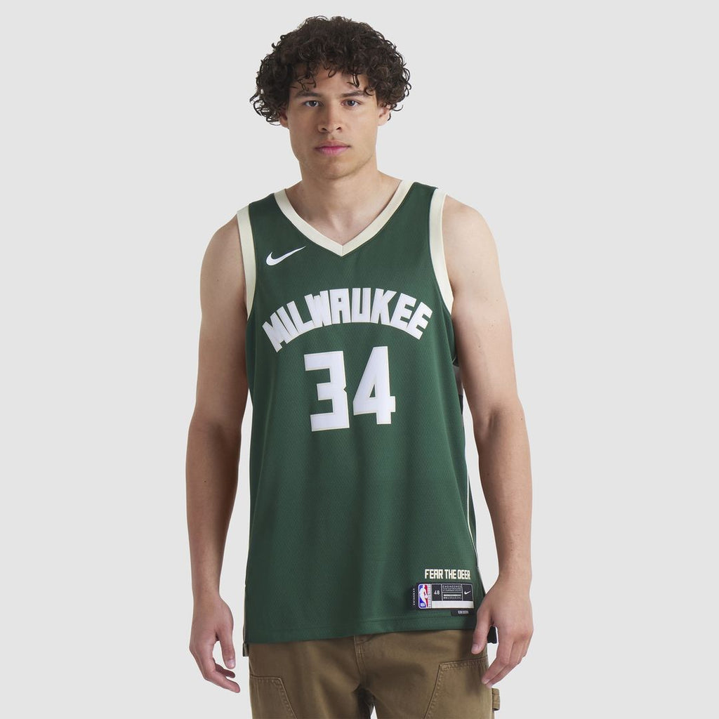 Giannis Antetokounmpo Milwaukee Bucks Nike Unisex Swingman Jersey - Icon Edition - Hunter Green