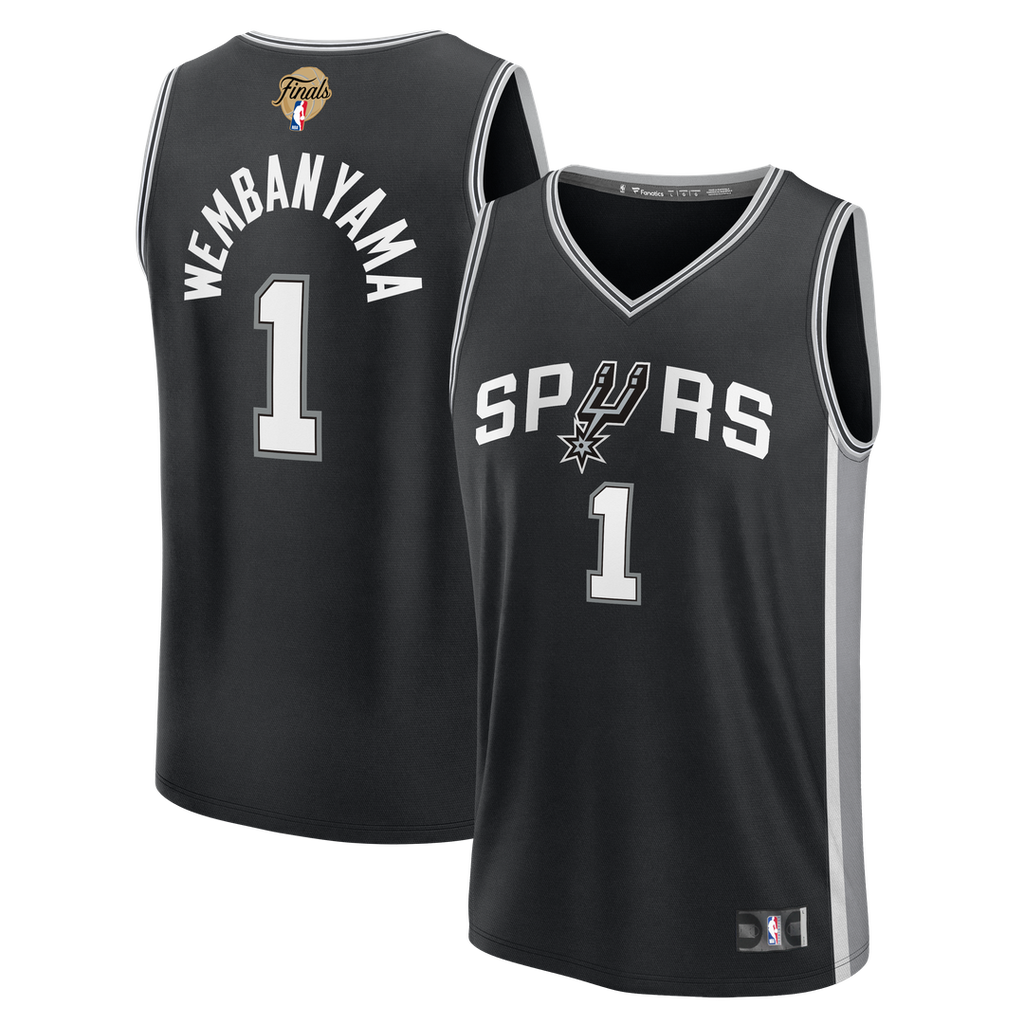 Victor Wembanyama San Antonio Spurs Fanatics Youth 2026 NBA Finals Patch Fast Break Replica Jersey - Black - Icon Edition