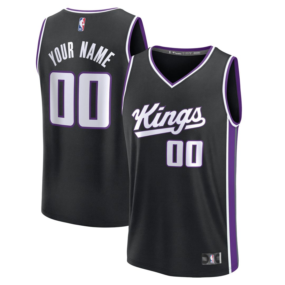 Sacramento Kings Fanatics Youth Fast Break Custom Replica Jersey - Black  - Icon Edition