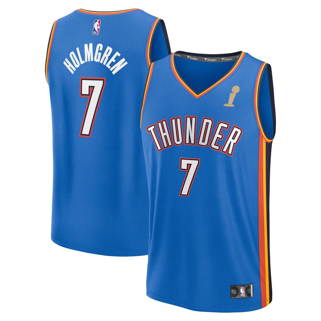 Chet Holmgren Oklahoma City Thunder Fanatics Youth 2025 NBA Finals Champions Fast Break Replica Player Jersey - Blue - Icon Edition