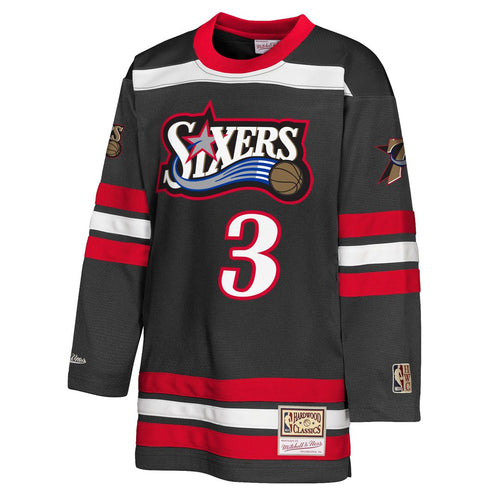 Allen Iverson Philadelphia 76ers Mitchell & Ness Youth Maxxed Out 2.0 Fashion Hockey Jersey - Black