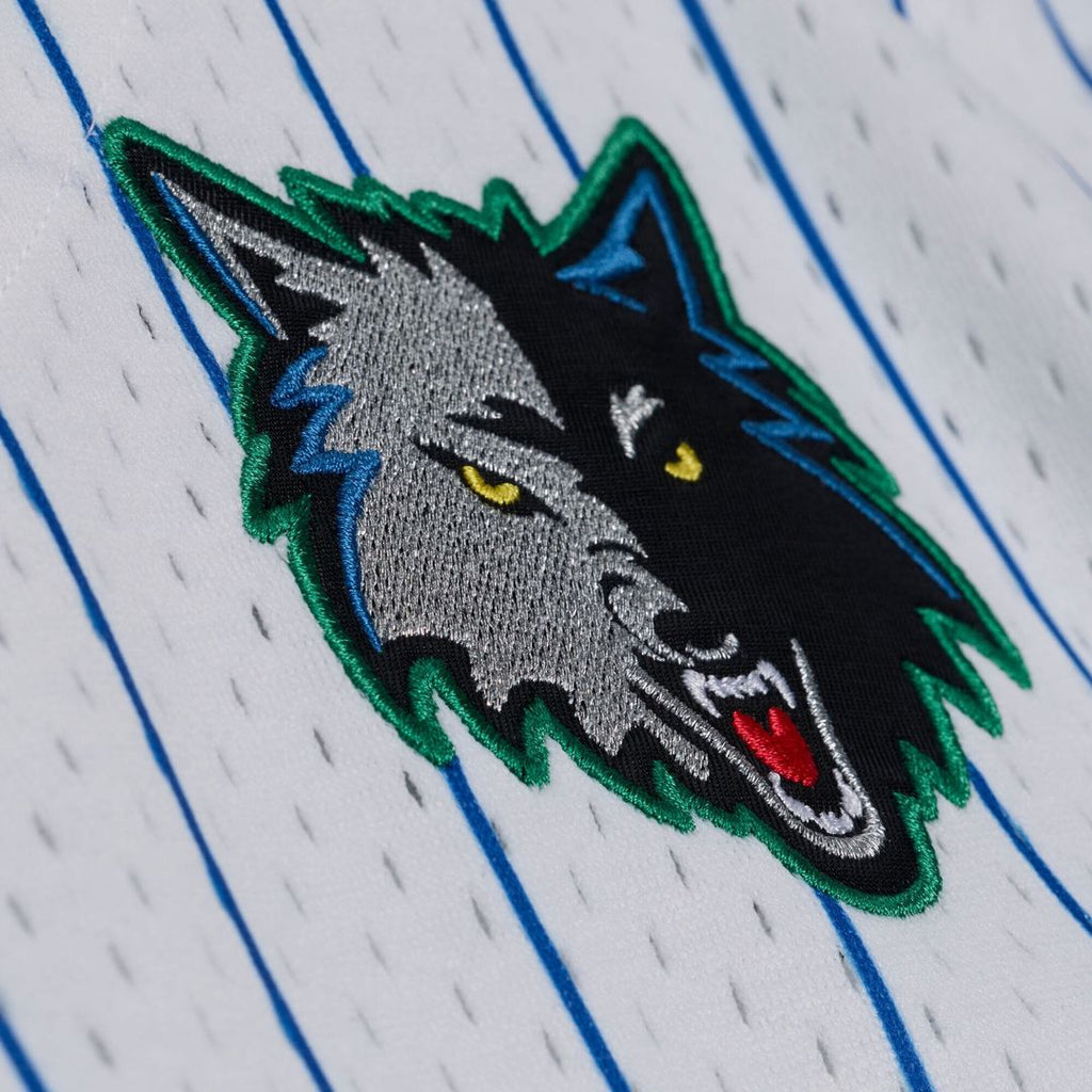 Minnesota Timberwolves Mitchell & Ness Head Coach Pinstripe Mesh Full-Button Baseball Jersey - White