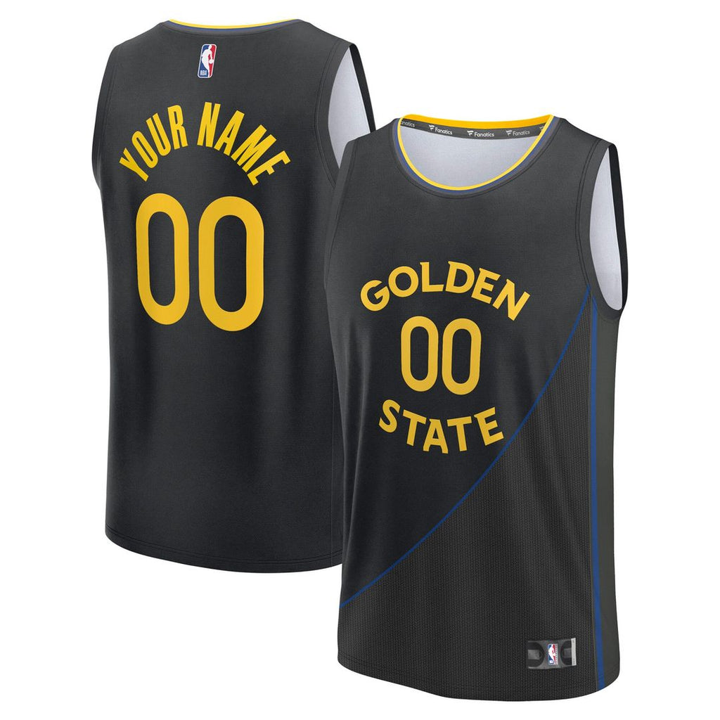 Golden State Warriors Fanatics Youth Fast Break Custom Replica Jersey - Black  - Statement Edition