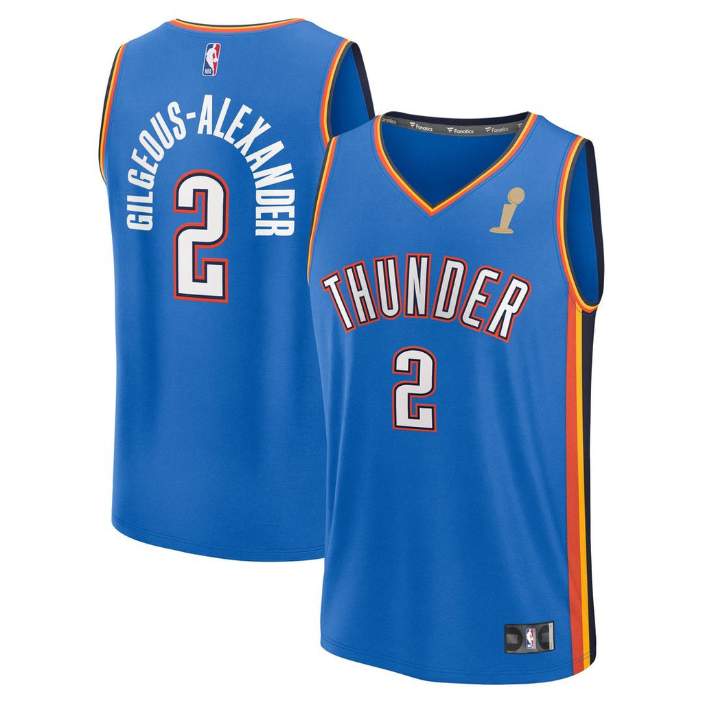 Shai Gilgeous-Alexander Oklahoma City Thunder Fanatics Youth 2025 NBA Finals Champions Fast Break Replica Player Jersey - Blue - Icon Edition