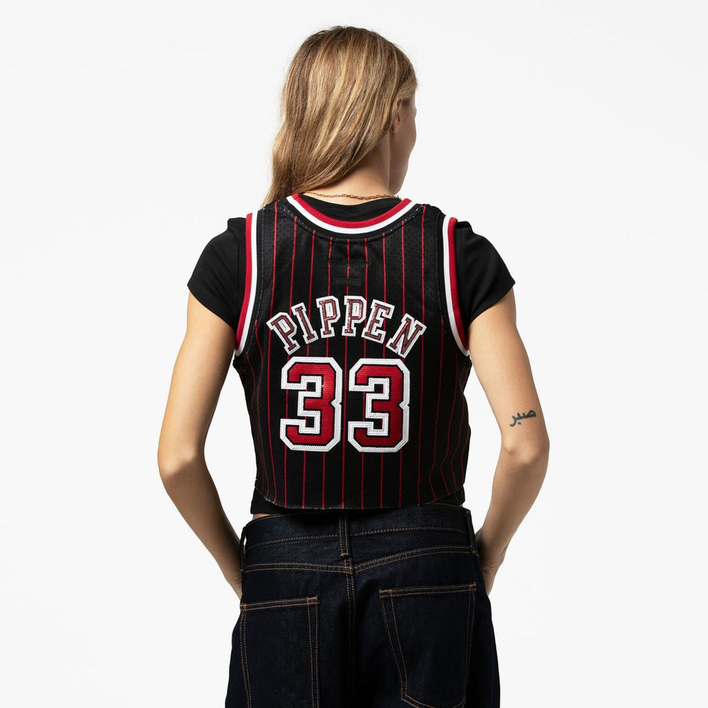 Scottie Pippen Chicago Bulls Mitchell & Ness x DANNIJO Women's Fashion Cropped Basketball Jersey - Black