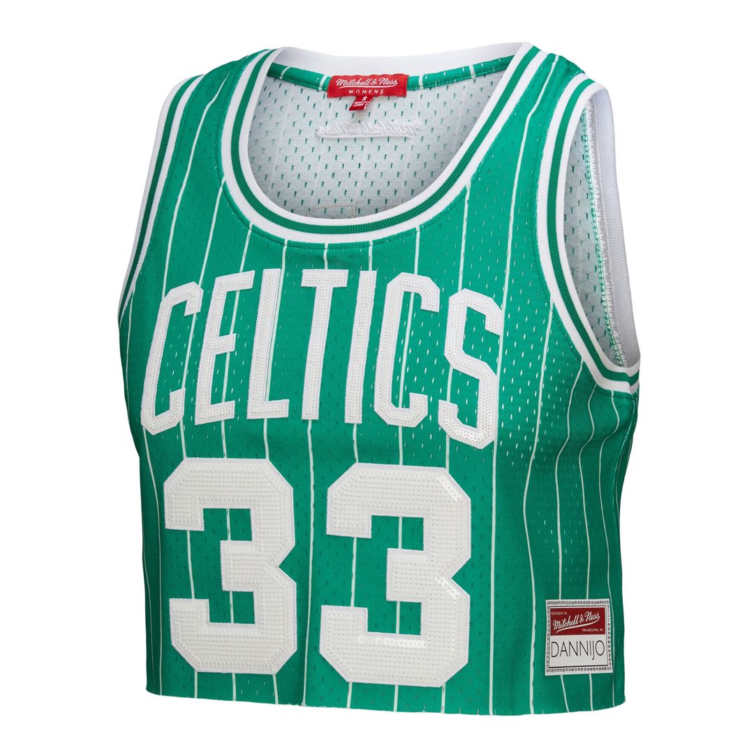 Larry Bird Boston Celtics Mitchell & Ness x DANNIJO Women's Fashion Cropped Basketball Jersey - Kelly Green