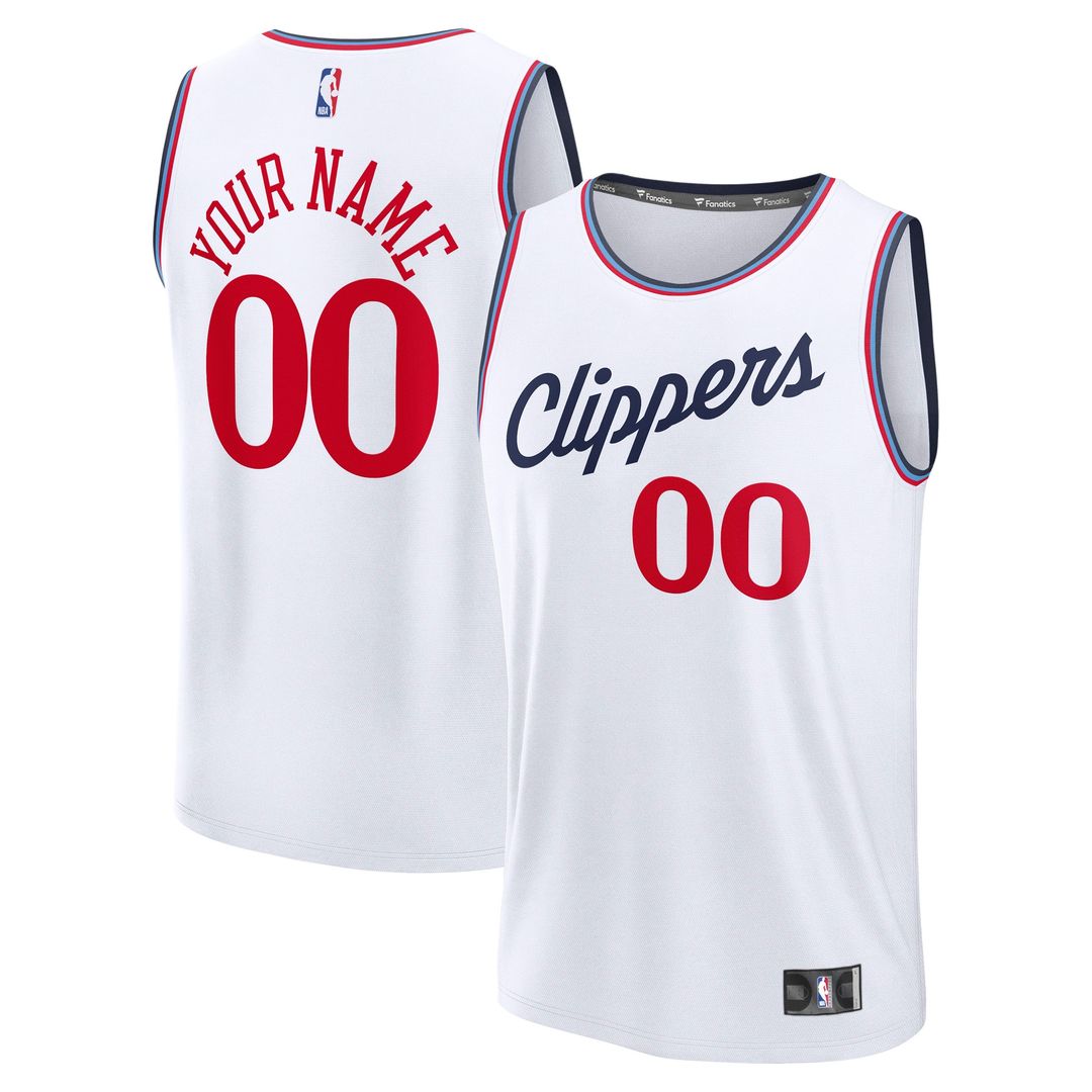 LA Clippers Fanatics Youth Fast Break Custom Replica Jersey - White  - Association Edition