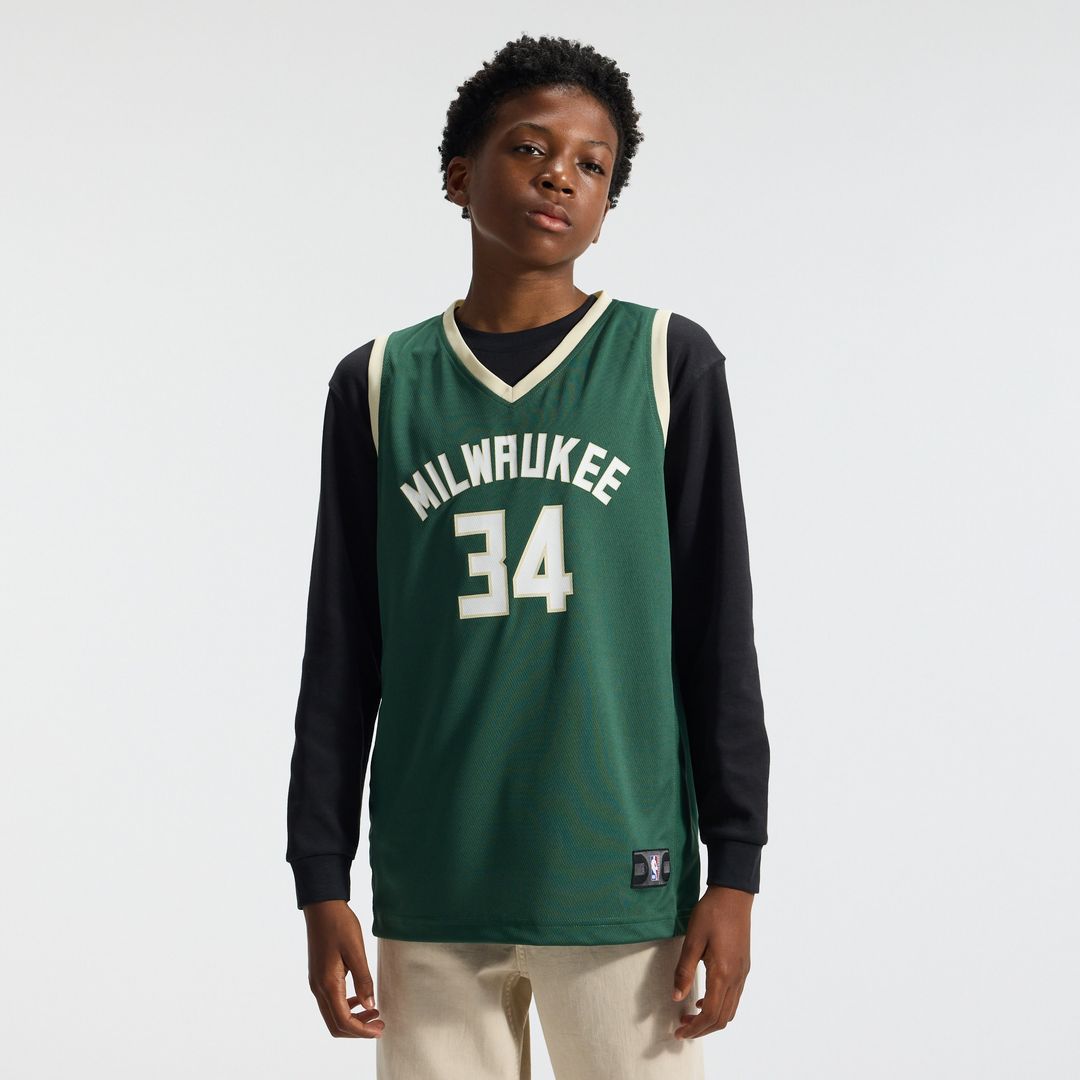 Giannis Antetokounmpo Milwaukee Bucks Fanatics Youth Fast Break Replica Player Jersey - Icon Edition - Hunter Green