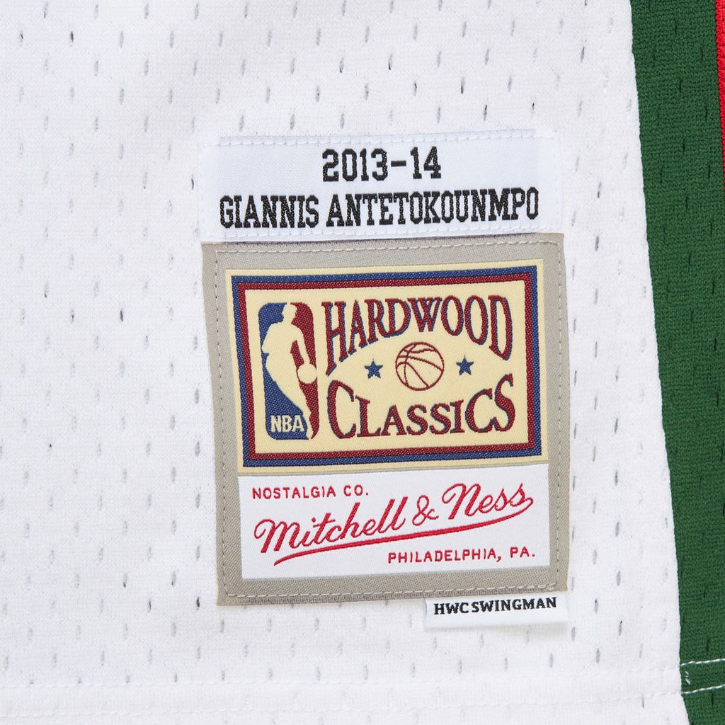 Giannis Antetokounmpo Milwaukee Bucks Mitchell & Ness 2013/14 Hardwood Classics Swingman Jersey - Hunter Green