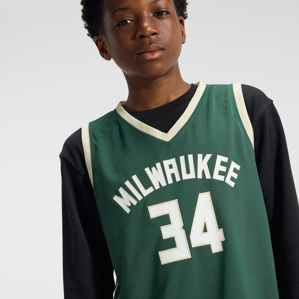 Giannis Antetokounmpo Milwaukee Bucks Fanatics Youth Fast Break Replica Player Jersey - Icon Edition - Hunter Green