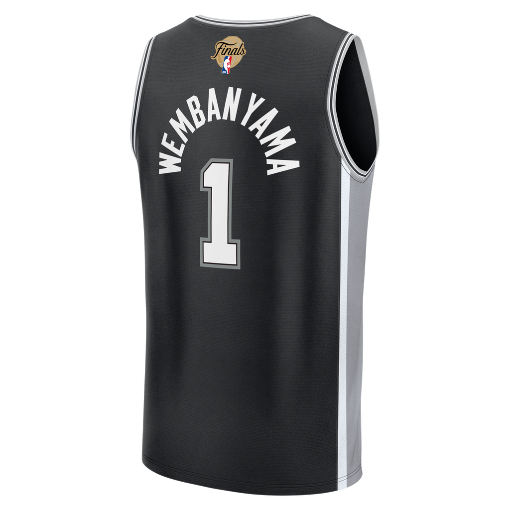 Victor Wembanyama San Antonio Spurs Fanatics Youth 2026 NBA Finals Patch Fast Break Replica Jersey - Black - Icon Edition
