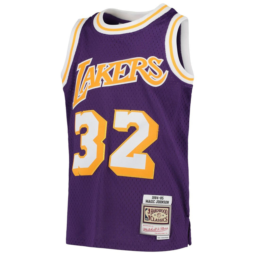 Magic Johnson Los Angeles Lakers Mitchell & Ness Youth 1984-85 Hardwood Classics Swingman Throwback Jersey - Purple
