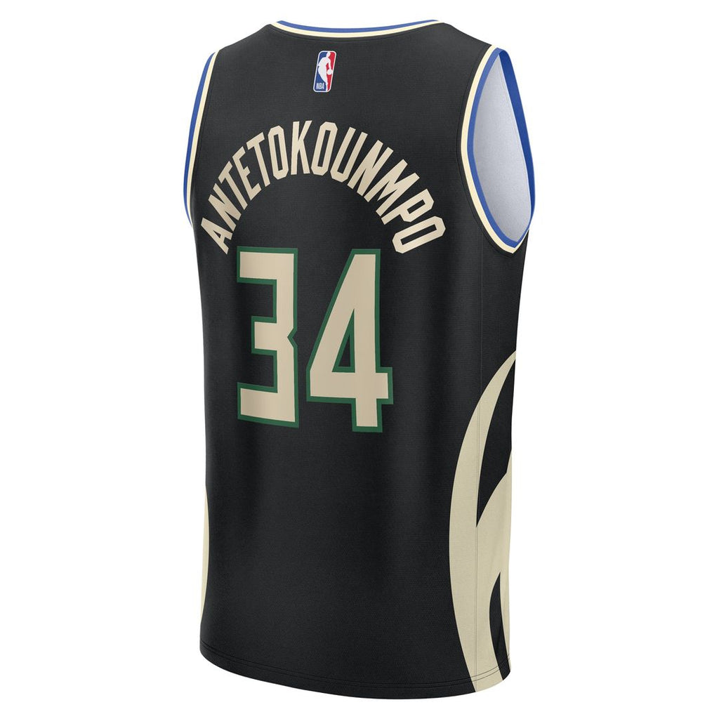 Giannis Antetokounmpo Milwaukee Bucks Fanatics Youth Fast Break Replica Player Jersey - Statement Edition - Black