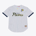 Indiana Pacers Mitchell & Ness Head Coach Pinstripe Mesh Full-Button Baseball Jersey - White