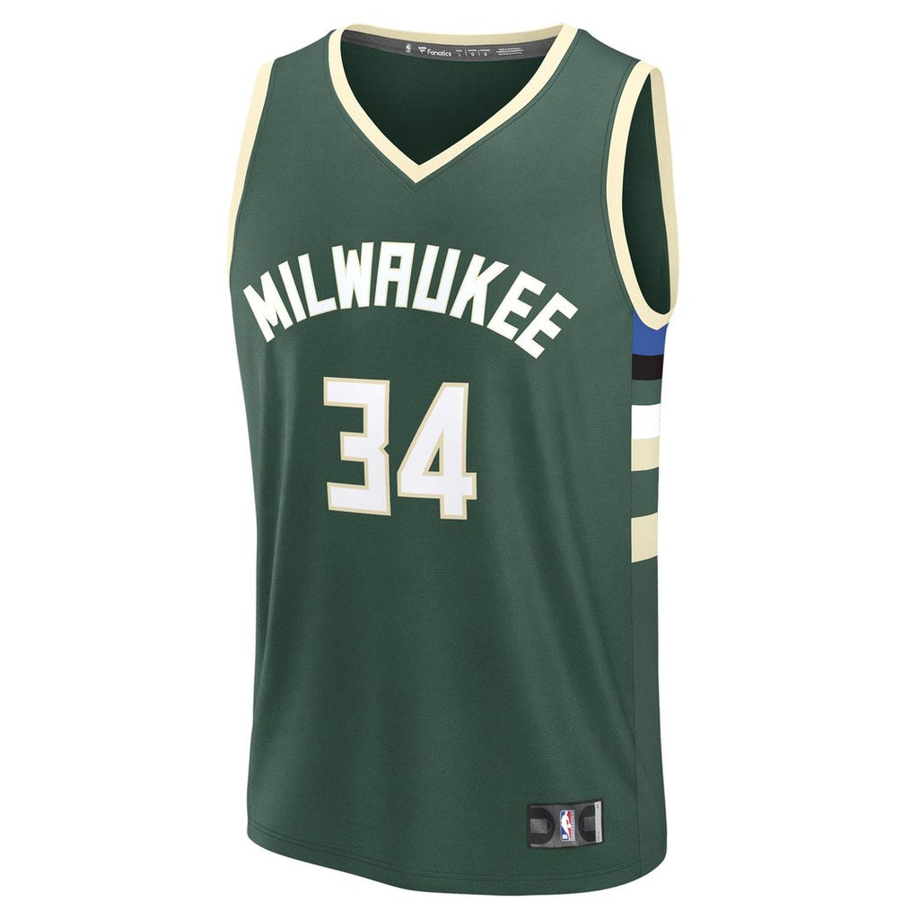 Giannis Antetokounmpo Milwaukee Bucks Fanatics Youth Fast Break Replica Player Jersey - Icon Edition - Hunter Green