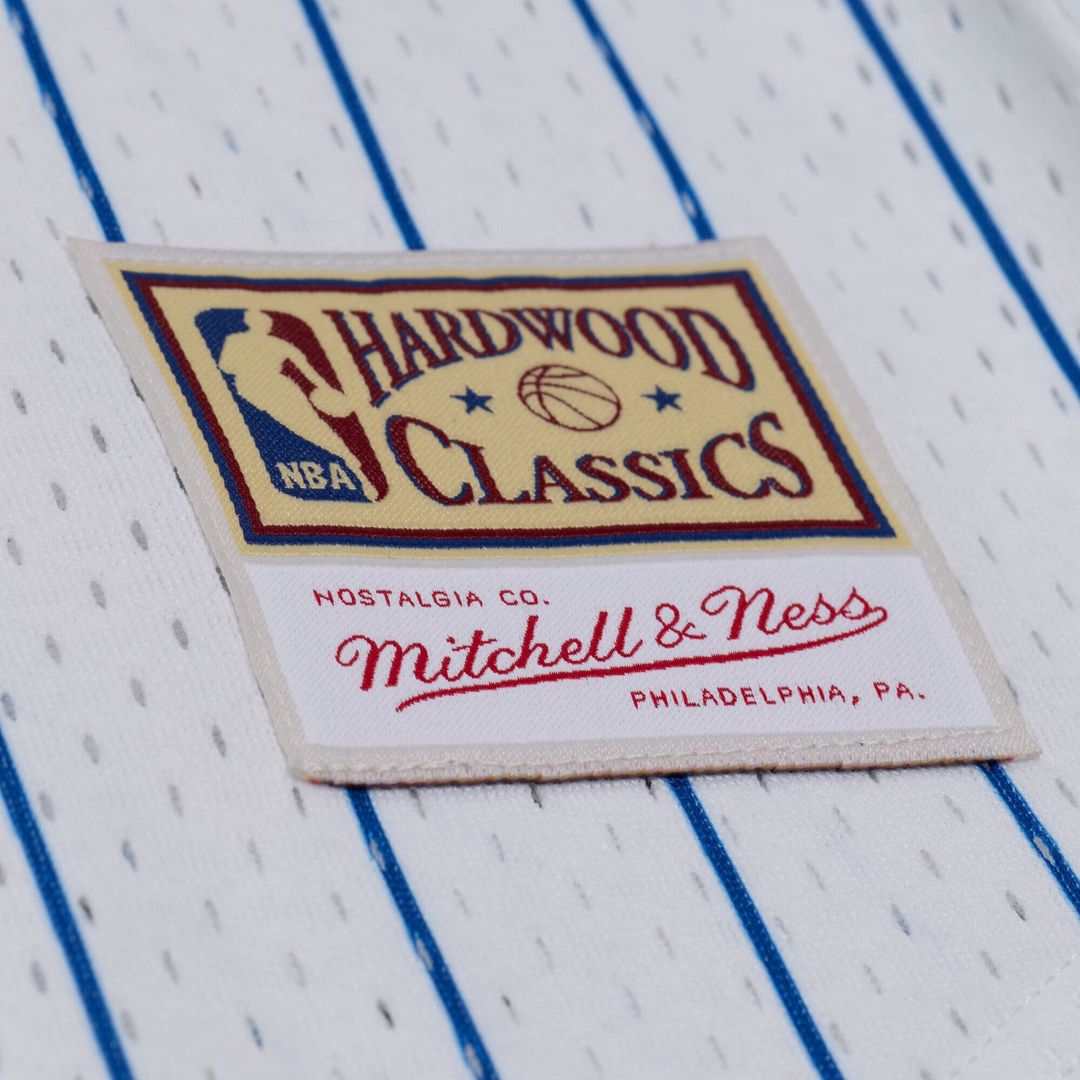 Philadelphia 76ers Mitchell & Ness Head Coach Pinstripe Mesh Full-Button Baseball Jersey - White