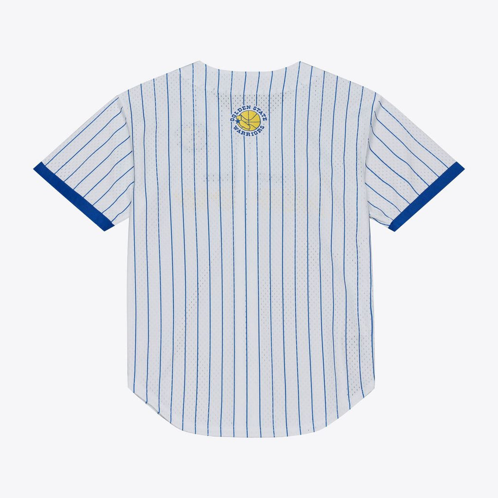 Golden State Warriors Mitchell & Ness Head Coach Pinstripe Mesh Full-Button Baseball Jersey - White