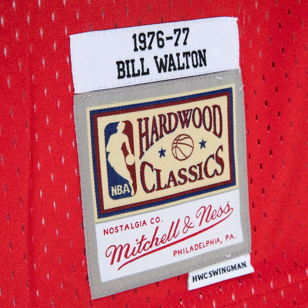 Bill Walton Portland Trail Blazers Mitchell & Ness 1976/77 Hardwood Classics Fadeaway Swingman Player Jersey - Red/Black
