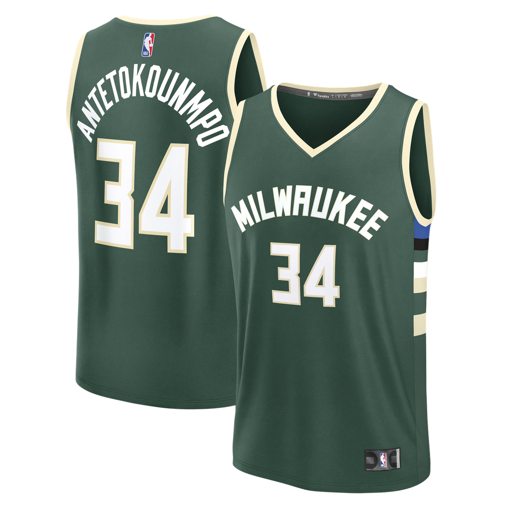 Giannis Antetokounmpo Milwaukee Bucks Fanatics Youth Fast Break Replica Player Jersey - Icon Edition - Hunter Green