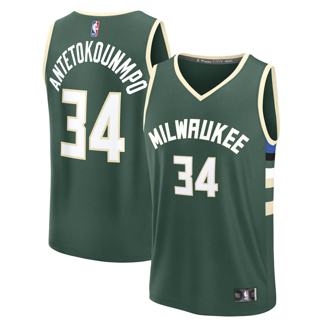 Giannis Antetokounmpo Milwaukee Bucks Fanatics Youth Fast Break Replica Player Jersey - Icon Edition - Hunter Green
