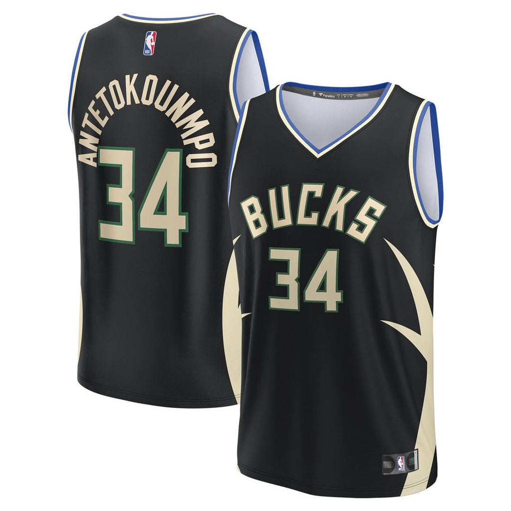 Giannis Antetokounmpo Milwaukee Bucks Fanatics Fast Break Replica Player Jersey - Statement Edition - Black