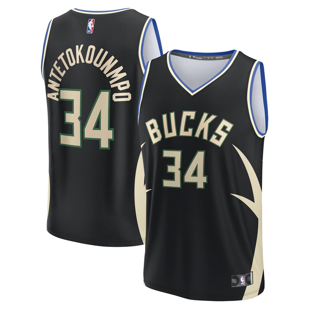 Giannis Antetokounmpo Milwaukee Bucks Fanatics Fast Break Replica Player Jersey - Statement Edition - Black