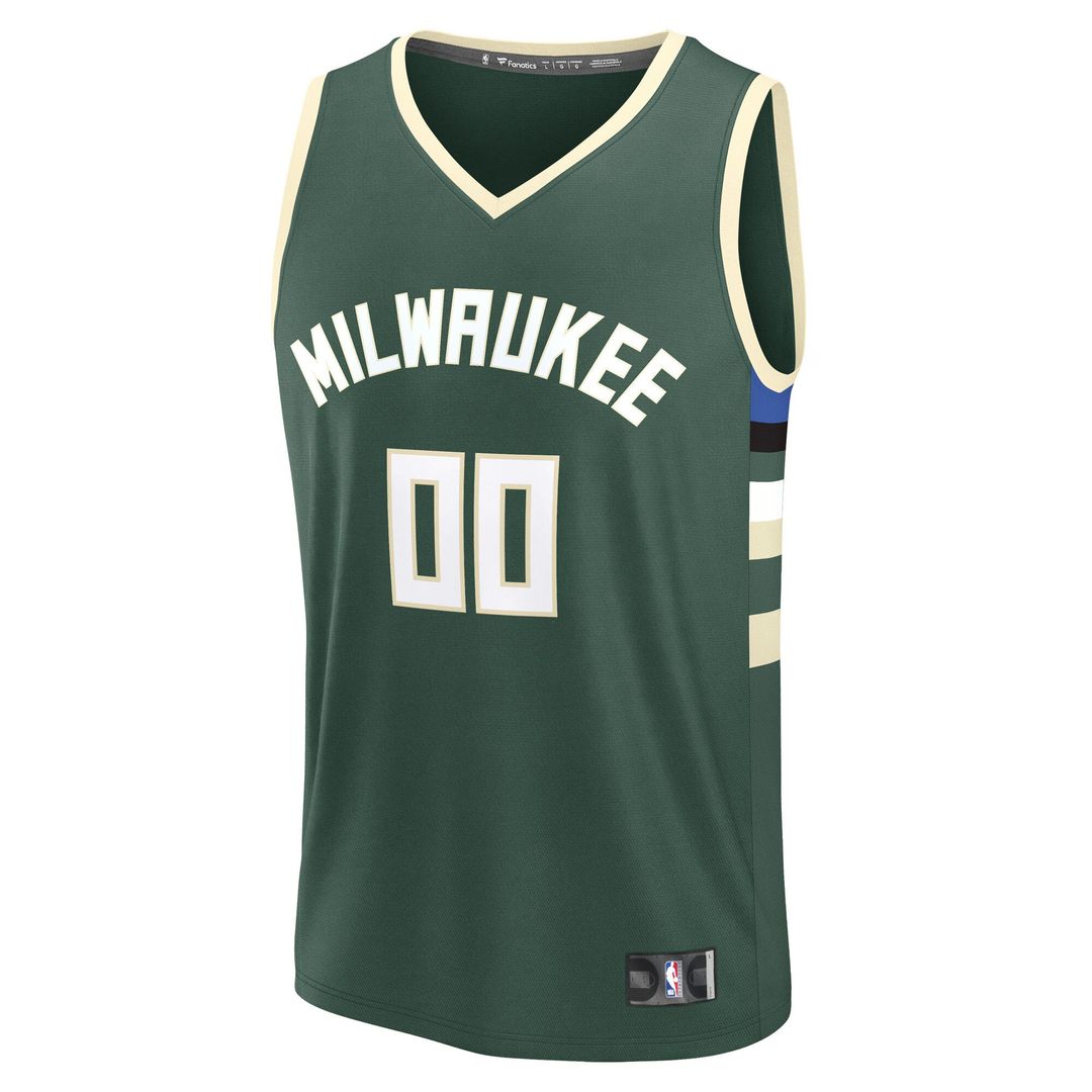 Milwaukee Bucks Fanatics Youth Fast Break Custom Replica Jersey - Green  - Icon Edition