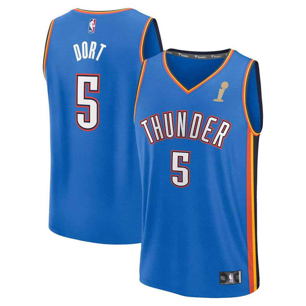 Luguentz Dort Oklahoma City Thunder Fanatics Youth 2025 NBA Finals Champions Fast Break Replica Player Jersey - Blue - Icon Edition