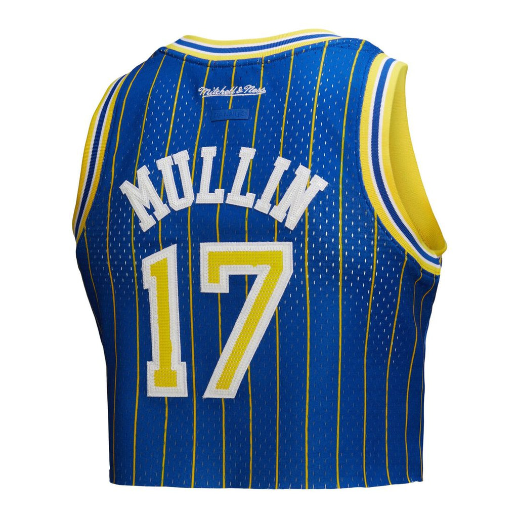 Chris Mullin Golden State Warriors Mitchell & Ness x DANNIJO Women's Fashion Cropped Basketball Jersey - Royal