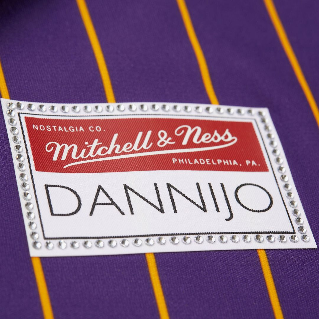 Magic Johnson Los Angeles Lakers Mitchell & Ness x DANNIJO Women's Cropped Football Fashion Jersey - Purple