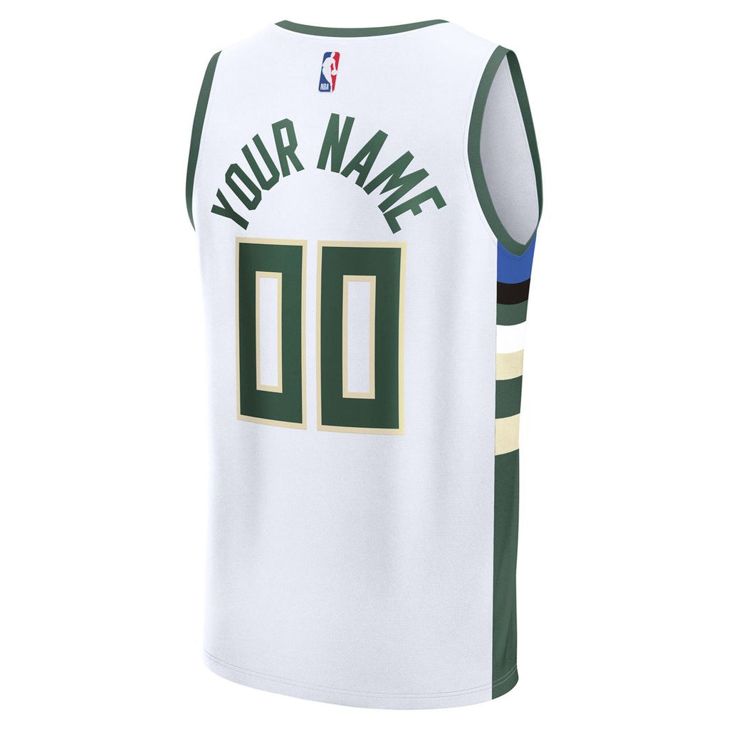 Milwaukee Bucks Fanatics Youth Fast Break Custom Replica Jersey - White  - Association Edition