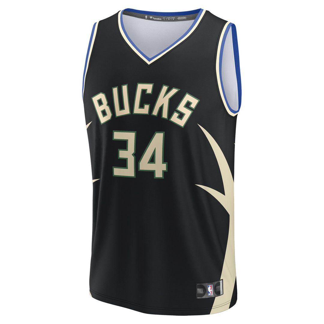 Giannis Antetokounmpo Milwaukee Bucks Fanatics Fast Break Replica Player Jersey - Statement Edition - Black