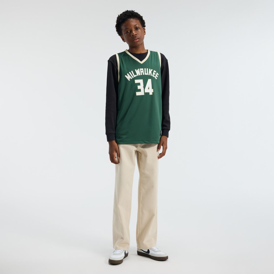 Giannis Antetokounmpo Milwaukee Bucks Fanatics Youth Fast Break Replica Player Jersey - Icon Edition - Hunter Green