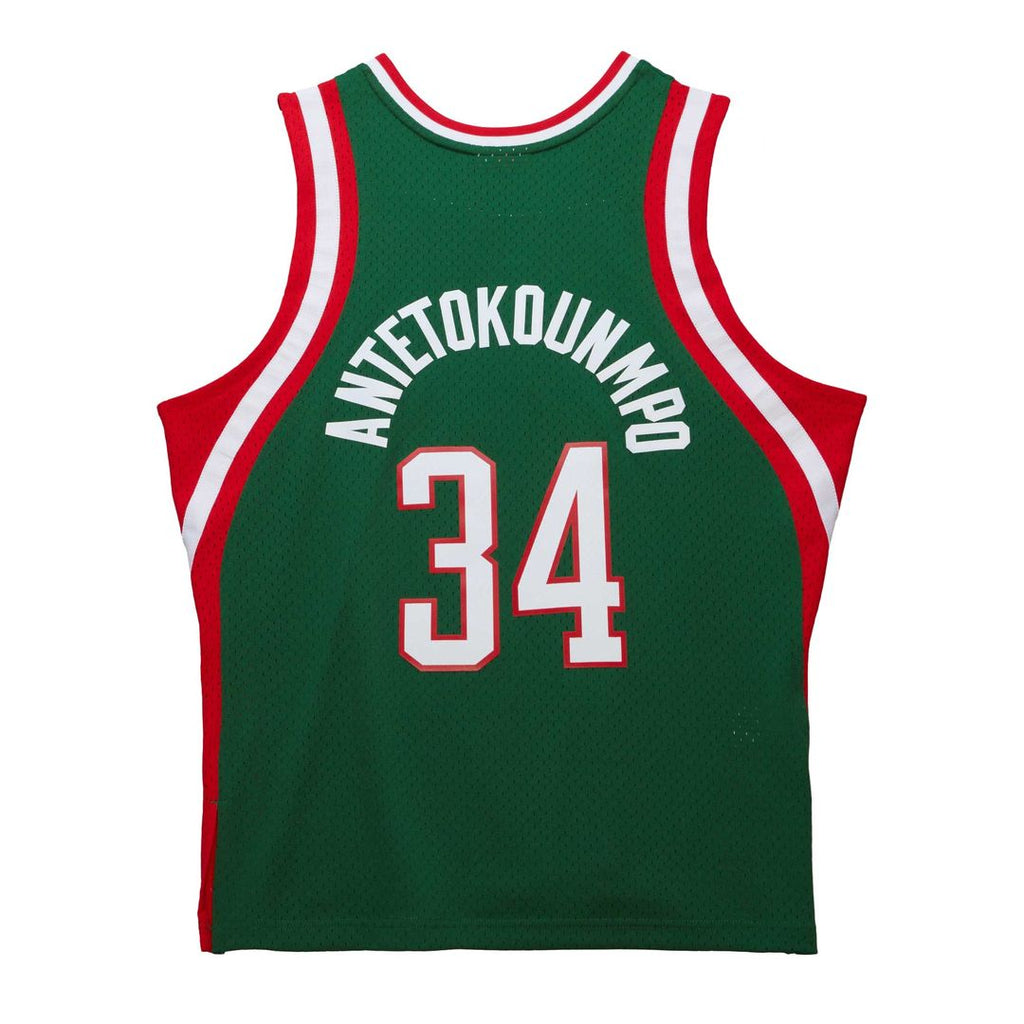 Giannis Antetokounmpo Milwaukee Bucks Mitchell & Ness 2013/14 Hardwood Classics Swingman Jersey - Hunter Green
