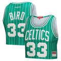 Larry Bird Boston Celtics Mitchell & Ness x DANNIJO Women's Fashion Cropped Basketball Jersey - Kelly Green
