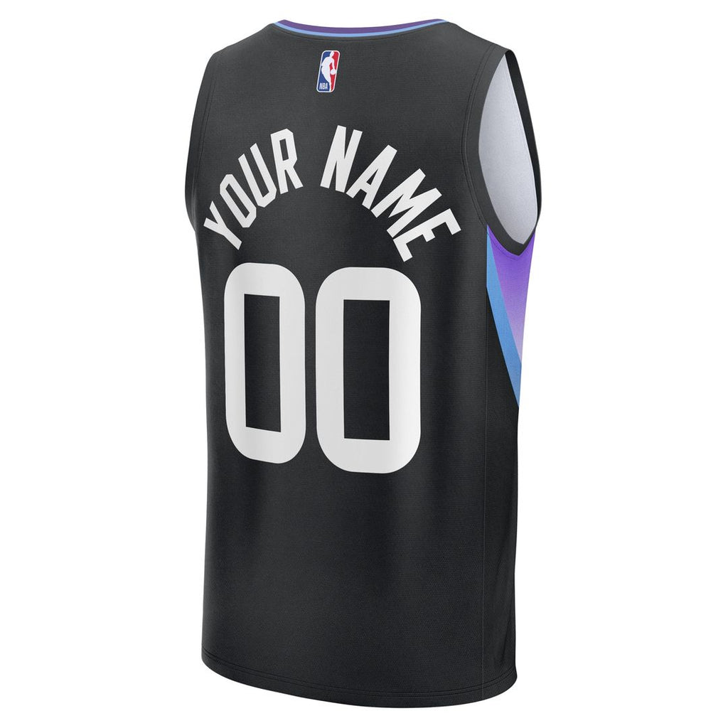 Utah Jazz Fanatics Youth Fast Break Custom Replica Jersey - Black  - Statement Edition